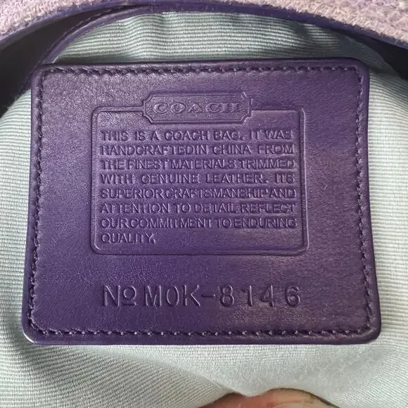 Rare Vintage Y2K Coach 8146 Purple Herringbone Hobo Bag & Silk Scarf Bundle - Picture 9 of 10